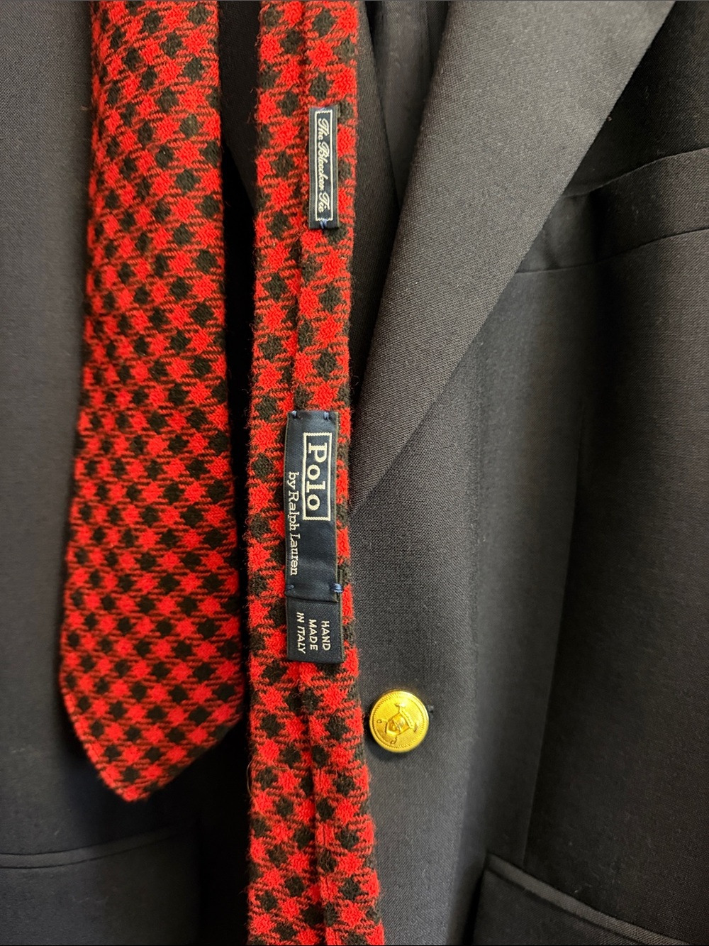 Polo by Ralph Lauren Red & Black Wool Bleeker Tie Made In Italy